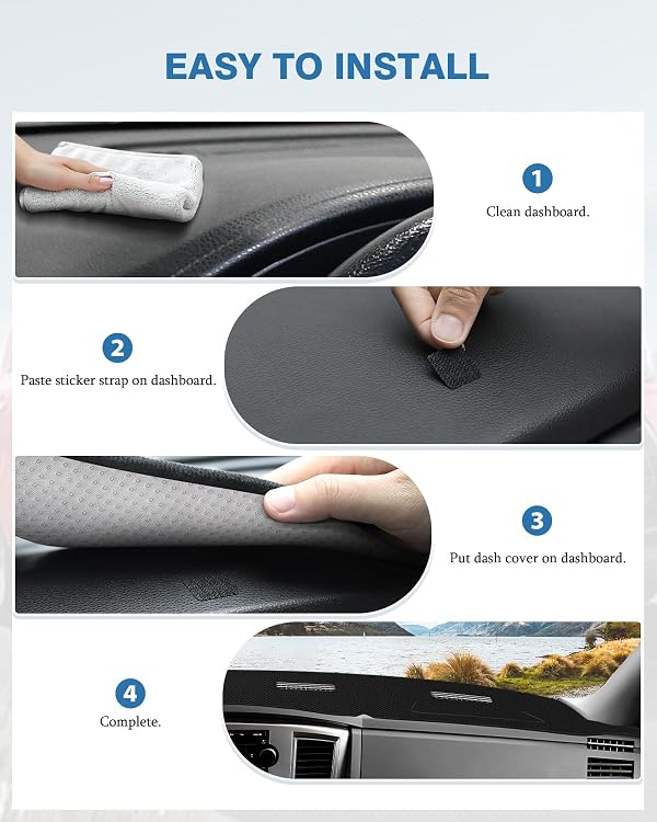 FIILINES Dash Cover for 2006-2009 Dodge Ram 2500 3500/2006-2008 Dodge Ram 1500 Accessories, Dashboard Mat Cover Sunshade Non-Slip Polyester Protector No Glare Black (No Cutout for Dashboard Speakers) by FIILINES - Used condition - Image 7