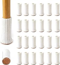 Non-Slip Furniture Shoes, Pack of 24 Chair Leg Protectors, Chair Leg Caps, Chair Leg Socks, Furniture Socks for Furniture, Table, Floor Protection, Avoid Scratching Noises (White)