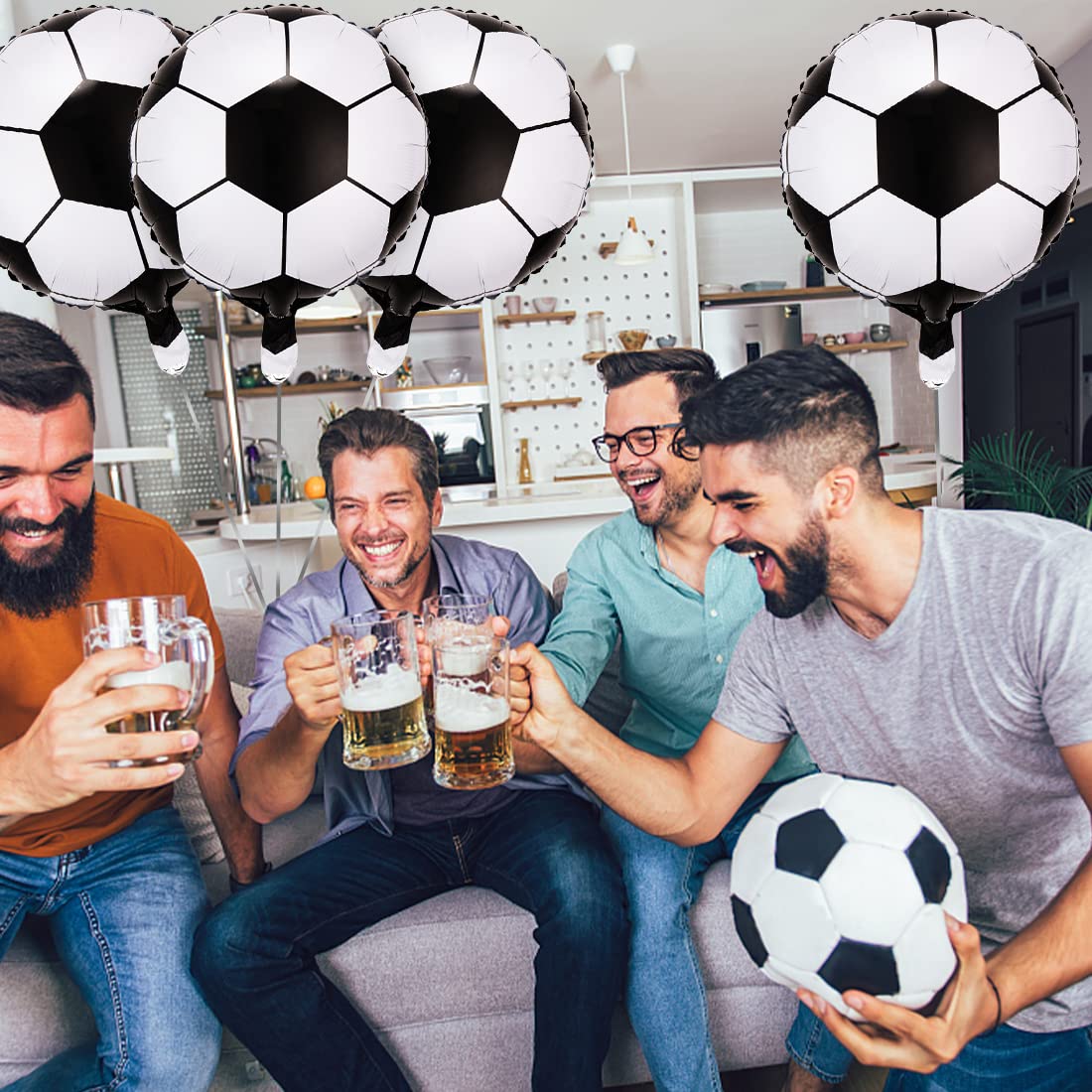 Globos de Fútbol, 12 Piezas Globos de Aluminio Fútbol, Decoraciones para Fiesta de Futbol, Suministros de Fiesta Deportiva para Cumpleaños Deportes Copa Mundial - 5