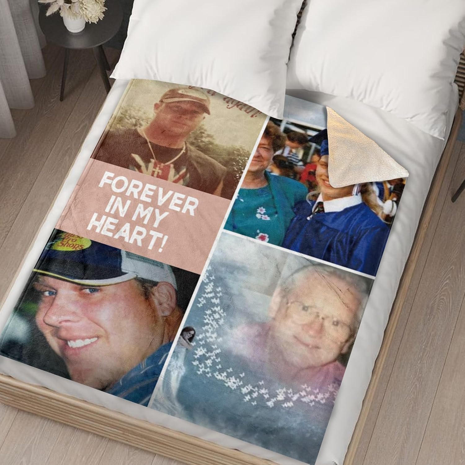 Custom Sherpa Fleece Photo Blanket - Soft Thick Warm Fluffy Throw for Couch, Bed - Customized Tapestry Blanket Family Winter Gifts for Couples, Mom, Dad, Kids - Color08