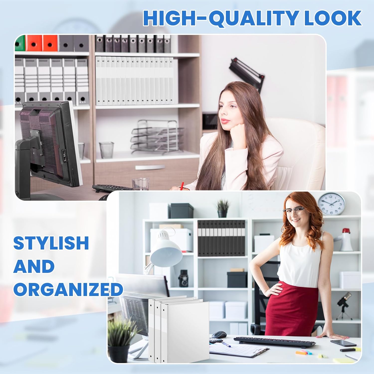 Henoyso 16 Pack 1.5 Inch 3 Ring Binder with Clear Cover Fit Letter Size 8.5" x 11" Paper Holds 350 Sheets, Bulk Binders for Organizing School, Office & Classroom Documents, 1 Pocket (White)