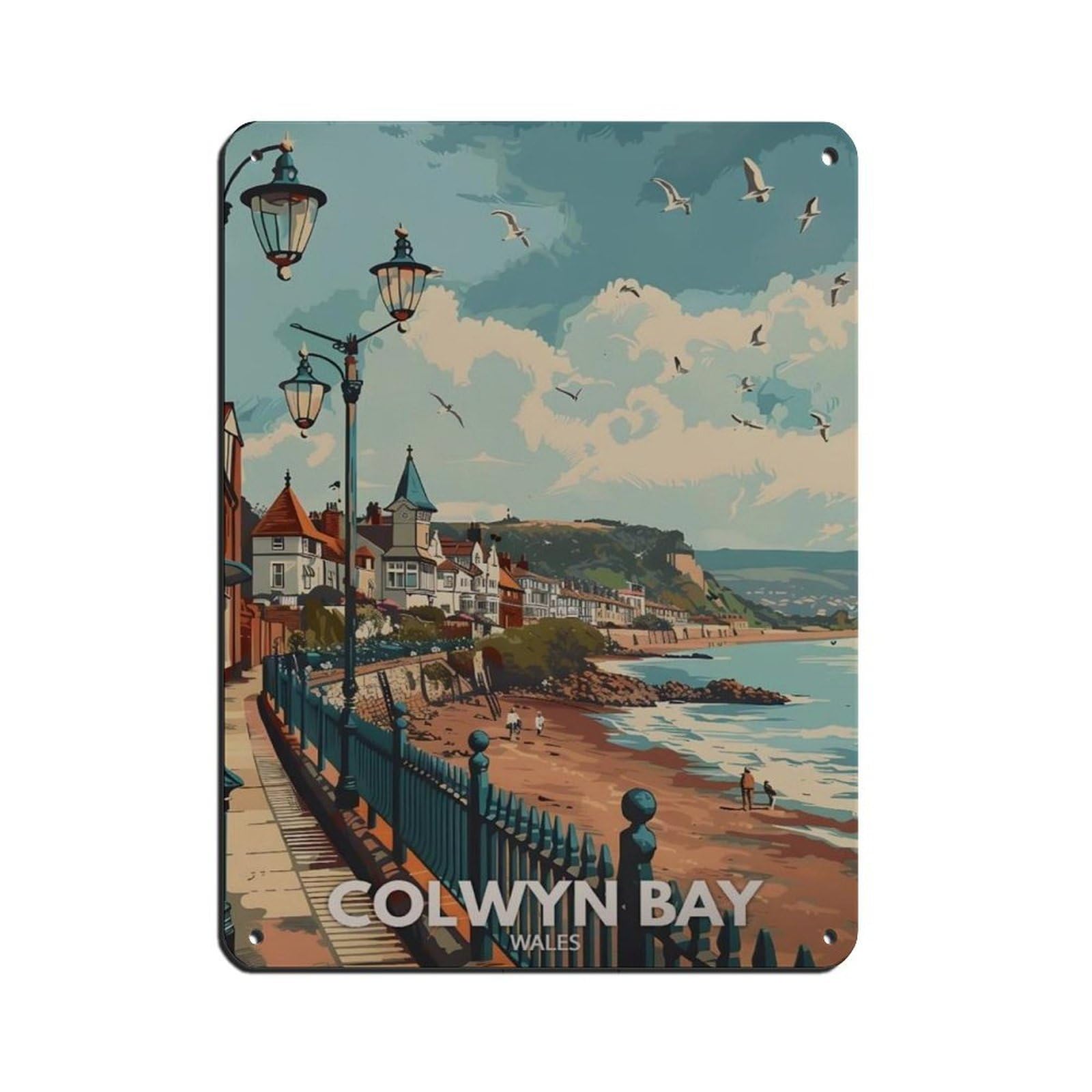 Lxwnze 30L X 40W Cm Colwyn Bay Poster, Wales City Art Tin Sign Vintage Metal Pub Club Cafe Bar Home Wall Art Decoration Poster Retro 12X16inch(30X40cm)