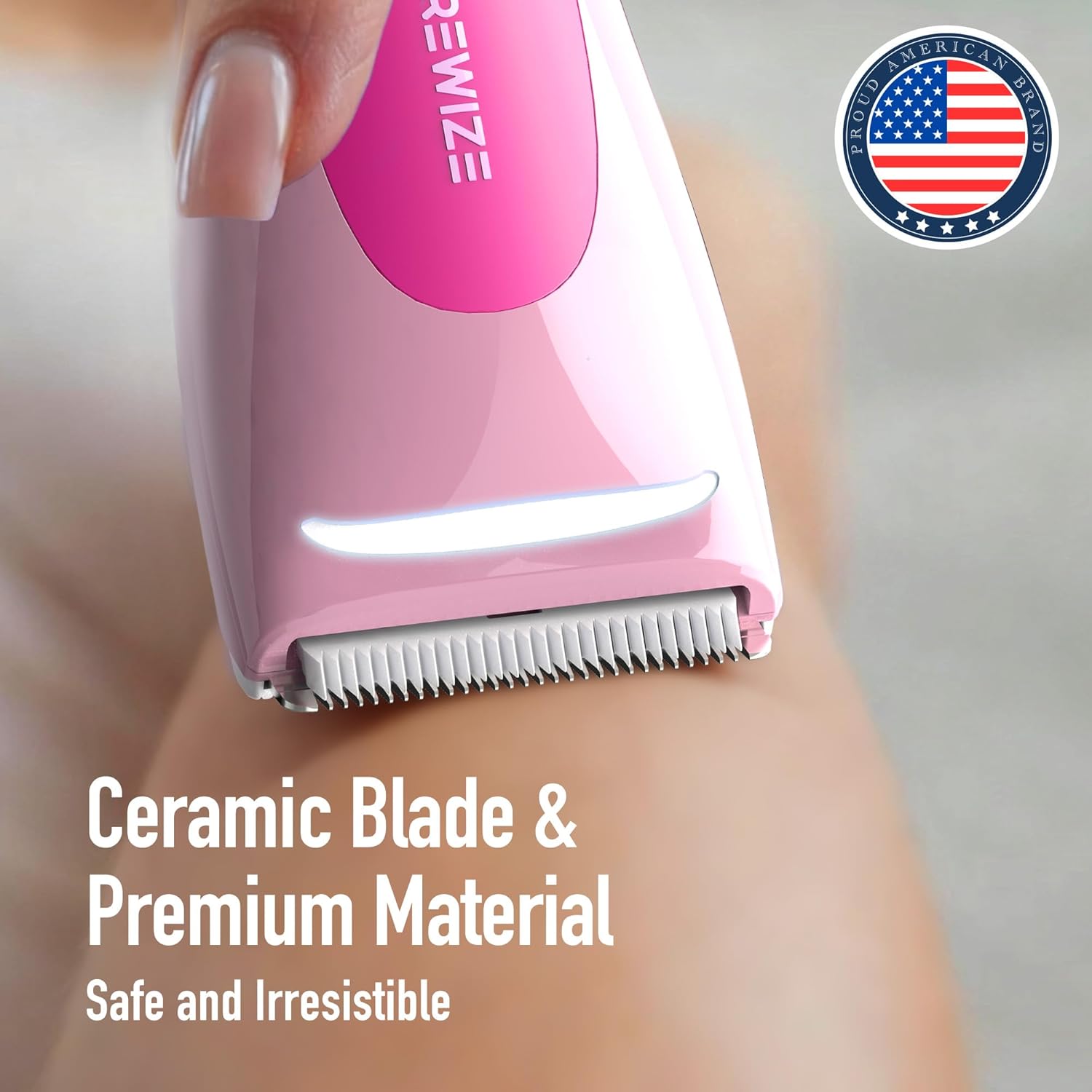 Bikini Trimmer for Women, Electric Shaver for Women | LED Light, IPX7 Waterproof, USB-C Rechargeable, Ceramic Blade | Electric Razors for Women, Pubic Hair Trimmer Women (Petal Bonbon)