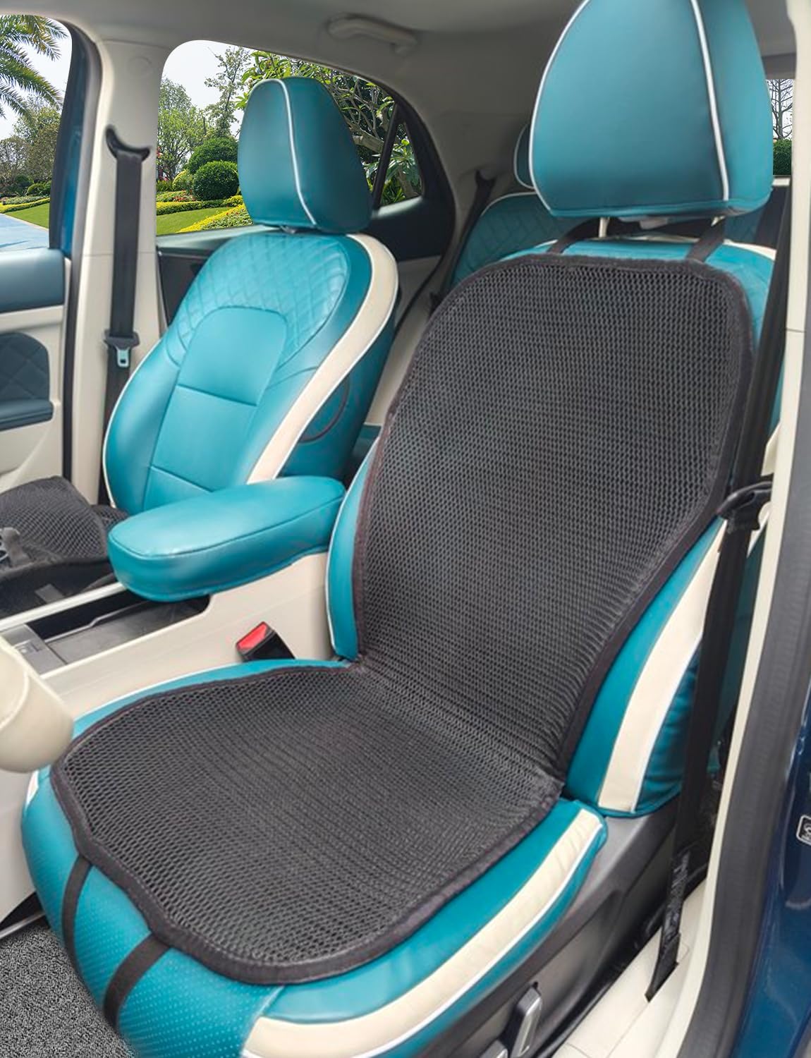 YUNZLAN Summer Cooling Ventilated Mesh Seat Cushion for Car,Universal Breathable Vented Seat Cover Fis Cars SUVs Trucks Vans Pickups for Driving Seat – 40.5" x 18" – Black