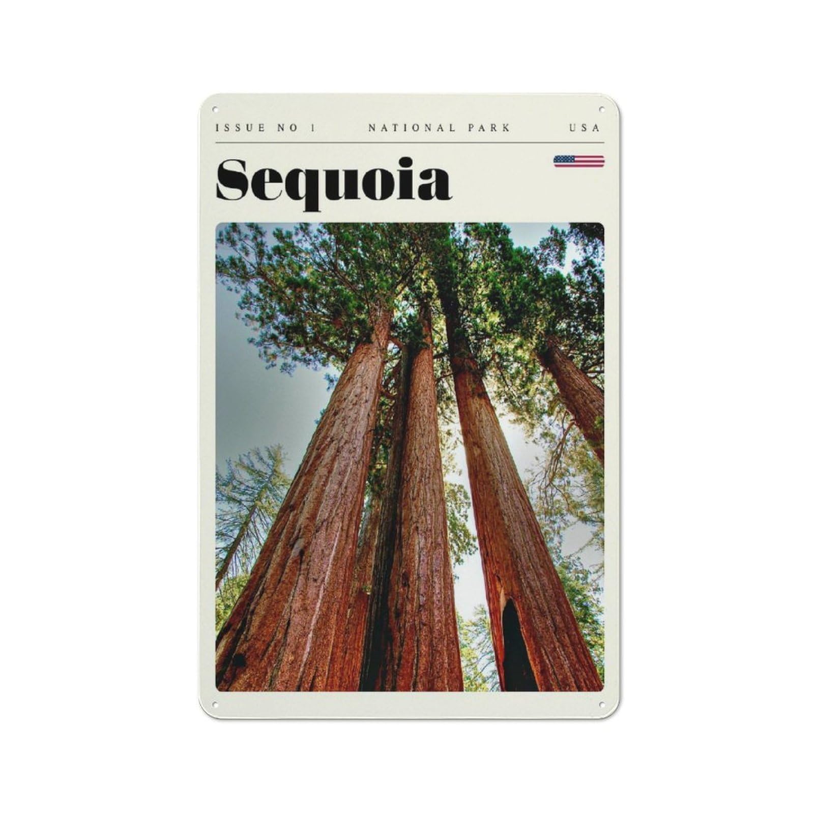 Junmoney Style-8 Sequoia National Park Travel Art Rustic Tin Sign 30X20cm For Garden Room Or Summerhouse, For An Autumn Wall Display In Garden Room And Summerhouse