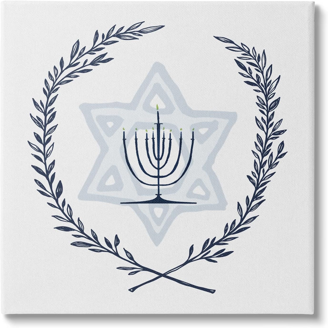 Stupell Industries Hanukkah Menorah Botanical Laurel Canvas Wall Art, Design by Susan Jill