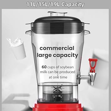 2900w Commercial Stand Mixer 11l/15l/19l Large Capacity Juice Extractor Blender Multi Smoothie Maker Soy Milk Electric Beverage Machine (With 2 Graters And 1 Garlic Grinder),15L