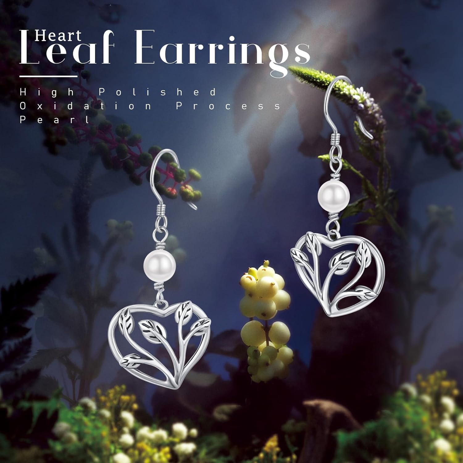 Tree of Life Earrings 925 Sterling Silve Heart Drop Dangle Earrings with Pearl Fish Hook Earring Jewelry Gifts for Women - Image 6