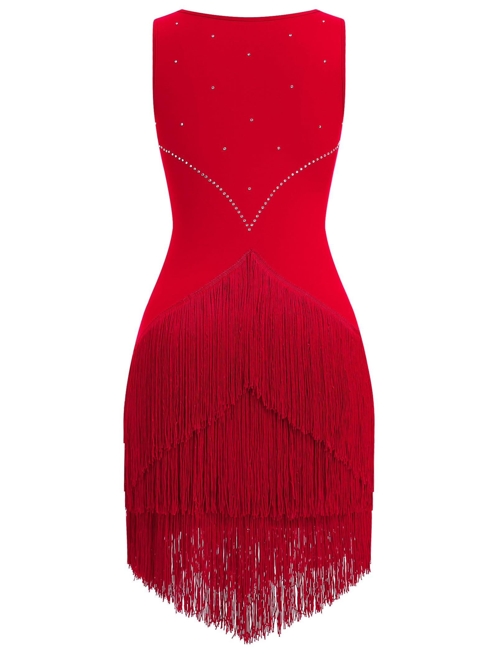 IDOPIP Damen-Kleid mit Fransen, Latein-Tanzkleid, Pailletten-Quaste, 1920er-Jahre, Flapper-Kleid, glitzernd, Salsa, Cha, Cha, Tango, Ballsaal, Tanzkostüm