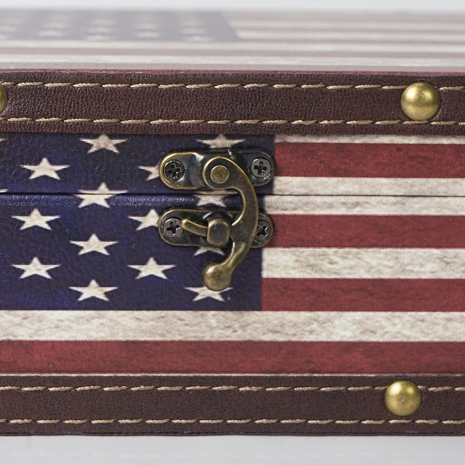 DreamsEden Vintage American Flag Wooden Keepsake Box & Pen Pencil Holder Cup - Patriotic Table Decoration Decorative Storage Boxes Memorial Gifts Desk Office Home Decor