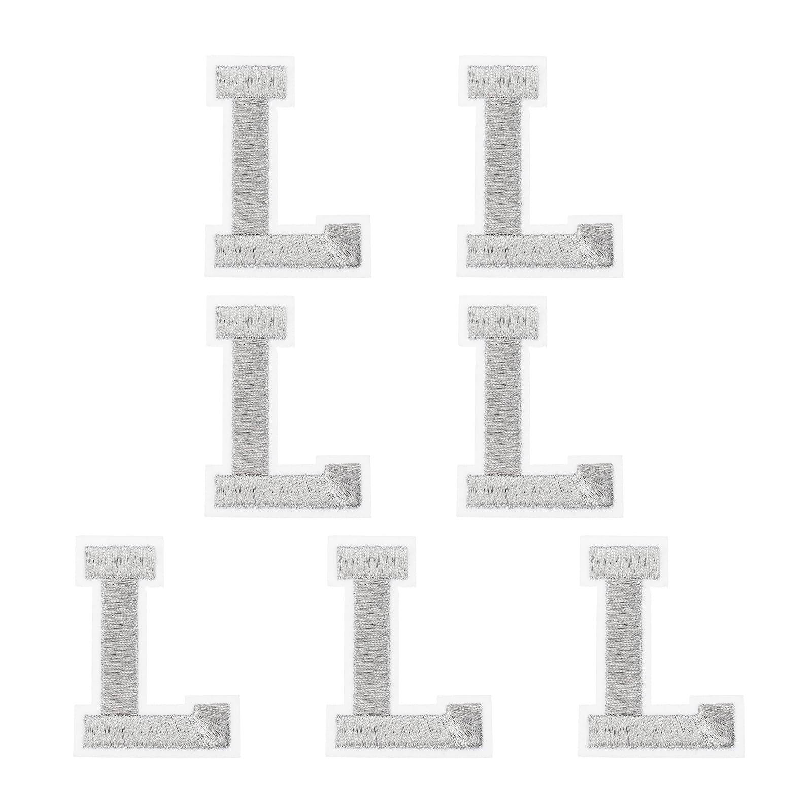 sourcing map 7 Pcs Iron-on Letter Patches, 2.4 Inch Iron-on Letter-L for Clothing Alphabet Embroidery Applique Patches for Clothes Hats Jeans Jacket Backpacks DIY Accessories, Silver — image 1