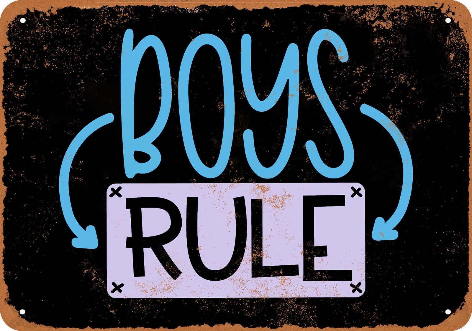 Miaomansenstore Boys Metal Sign - Rule (Black) - Vintage Look Home Decor