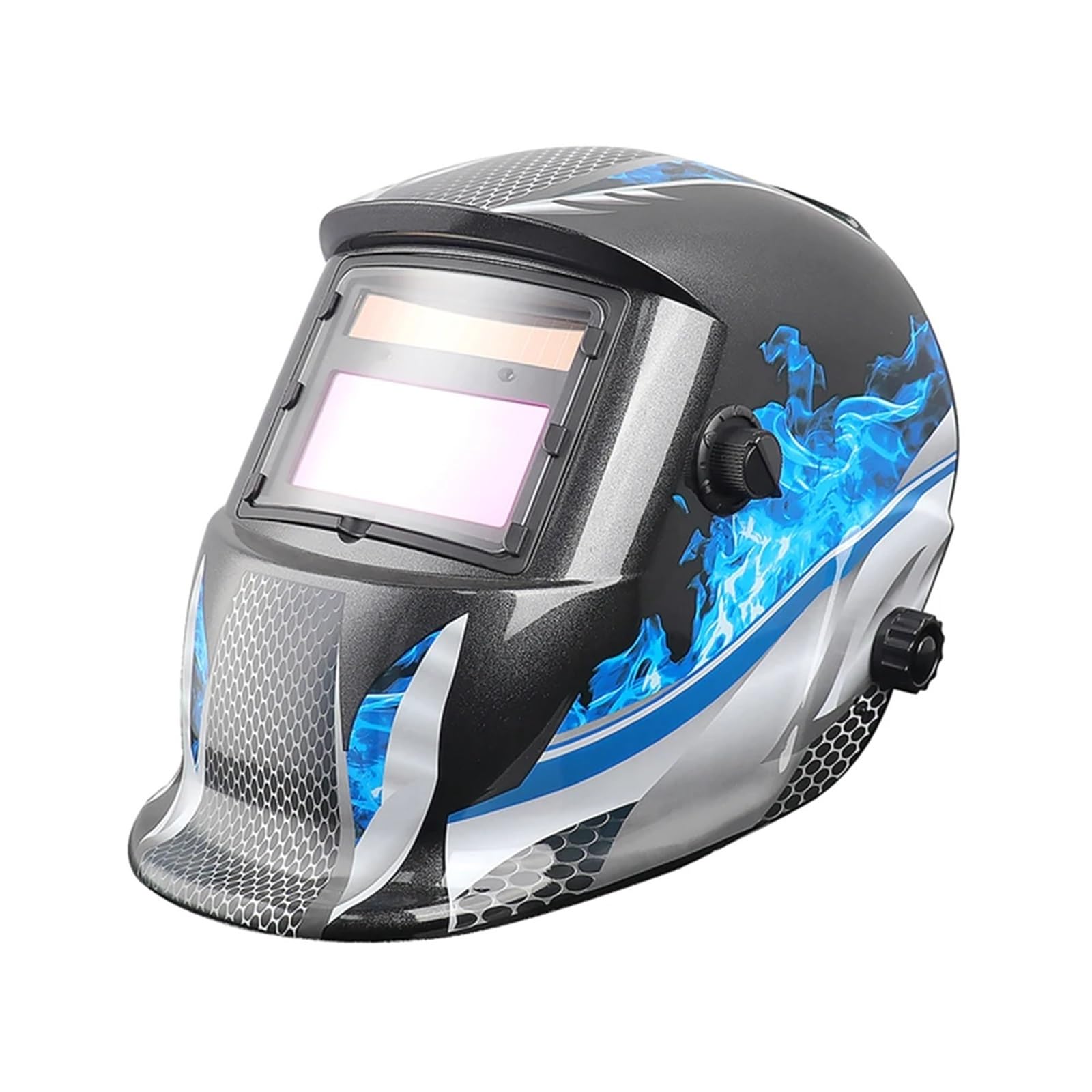 Masque Soudure Automatique,Casque Soudure Masque de soudage Solaire, Casque électrique, lentille, sécurité Anti-UV, obscurcissement Automatique, Plage réglable for Machine à souder(Blue and White)