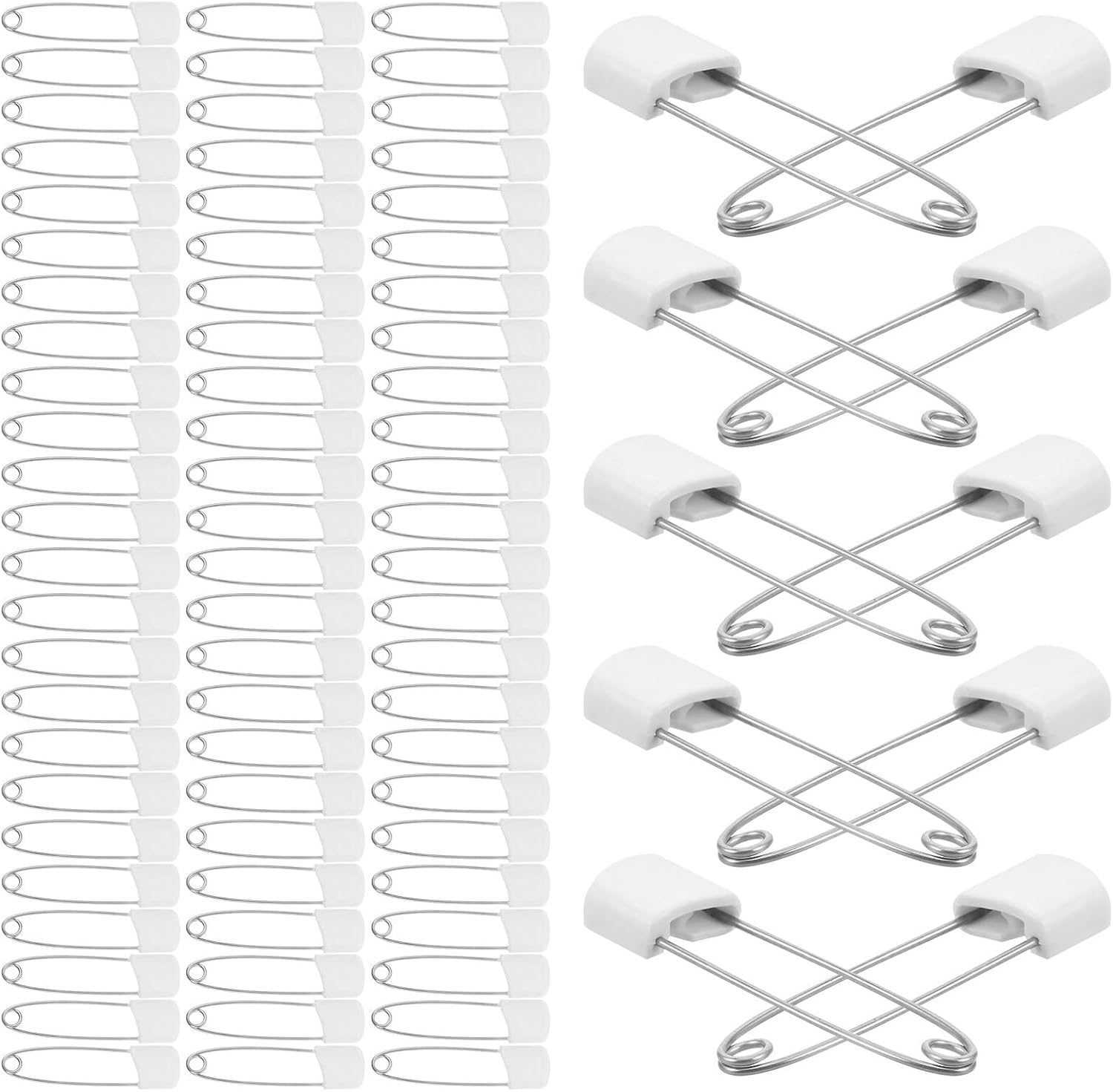 ULTECHNOVO 100pcs Safety Pin Clasps White Small Sewing Pins for Cloth Diapers and Crafts Fastening Clips and Use