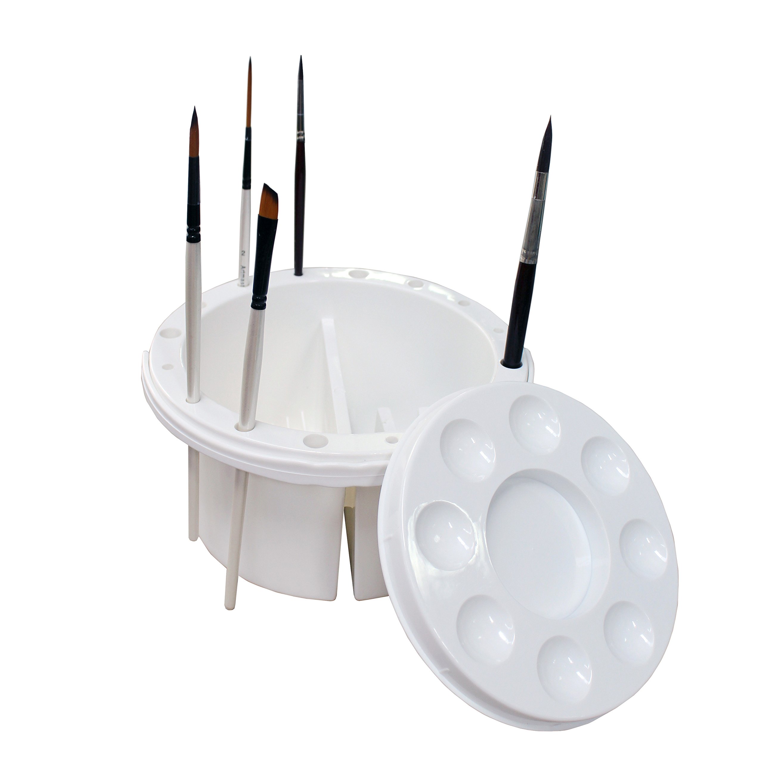 The Art Shop Skipton Grey Plastic Paint Brush Washer & Storage Tub With Cicular Palette