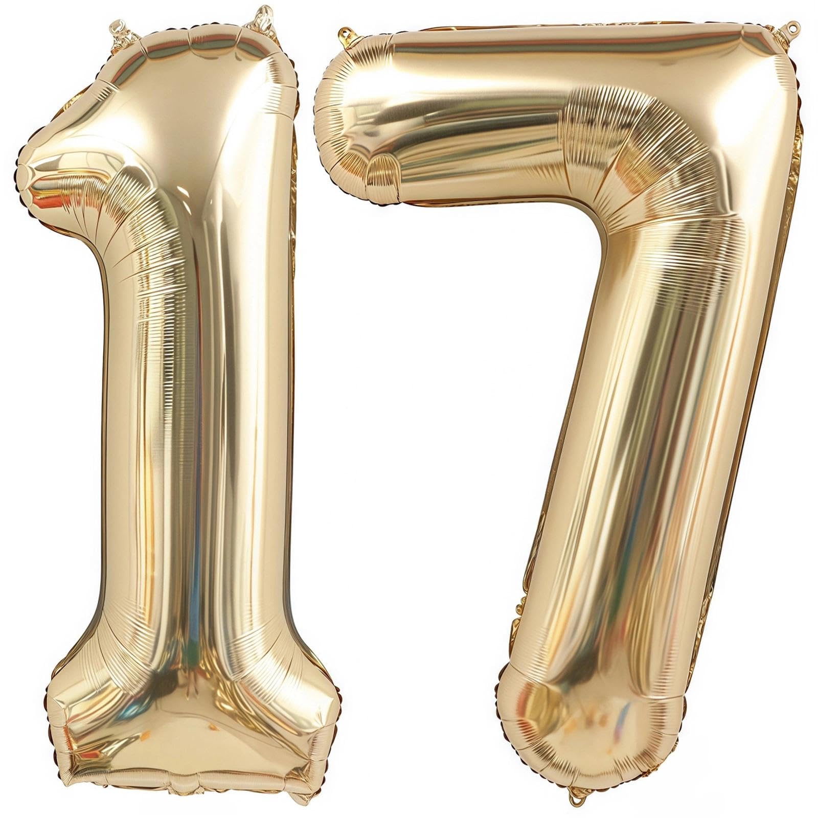 Photo 1 of Champagne Gold 17 Balloon,40 Inch Light Gold Number 17 Balloon Big Foil Mylar Helium Balloons for Birthday Party