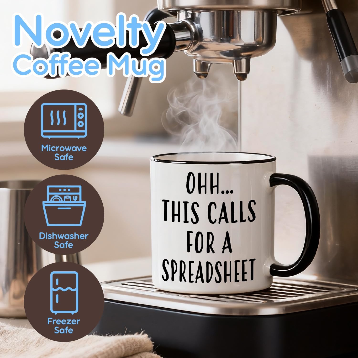 Funny Spreadsheet Coffee Mug 11oz, Ceramic Cup Gift for Coworker Accountant