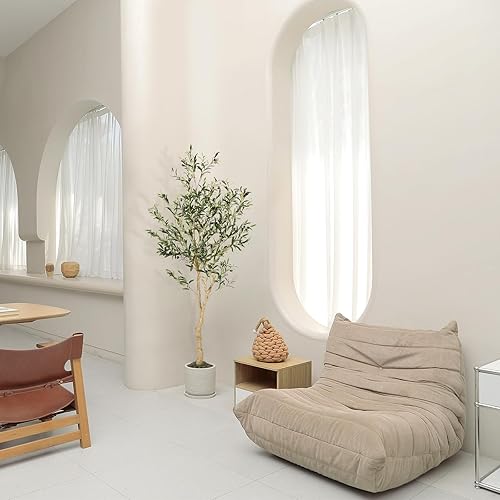 Miniatura 6 de Realead Árbol de olivo sintético de 6 pies, plantas de olivo alto, árbol de seda de olivo falso en maceta, olivos artificiales para decoración