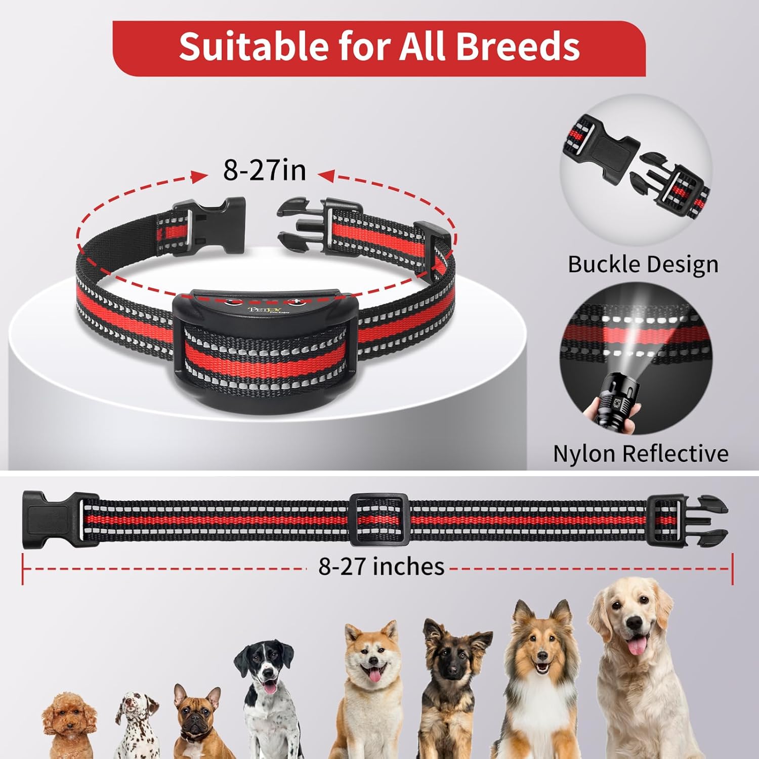 PetJoy Dog Bark Collar for Small Dogs 5-15 lbs, Bark Collar 3 Pack with 5 Adjustable Levels of Sensitivity, Barking Collar Small Breed