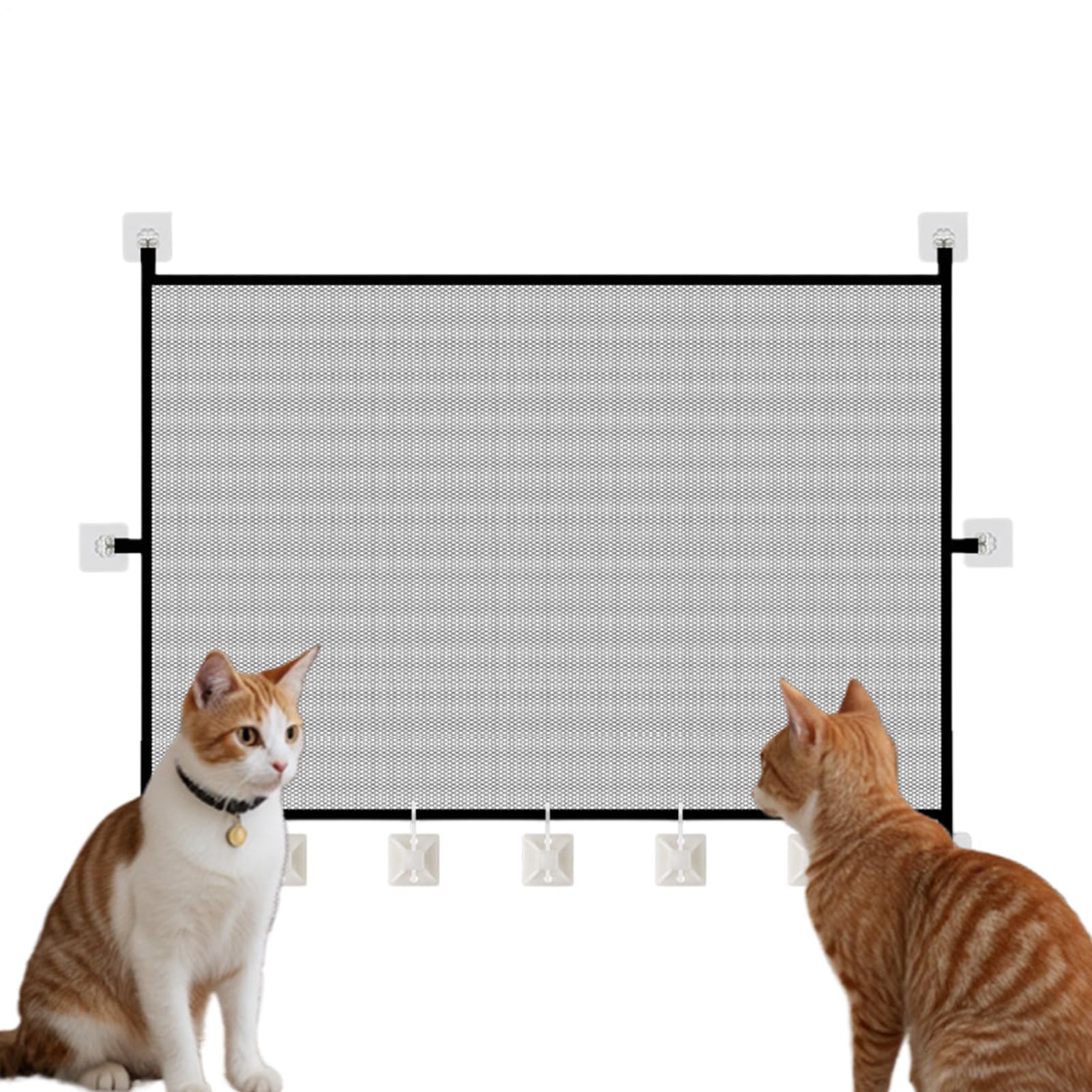 Stair Gate - Portable Folding Mesh Safety Dog Gate | Upgraded Anti-Bottom Drilling Pet Fence with Free Hook & Ground Buckle | Cat Gates Barrier - Indoor Use for Doorways Living Room Kitchen Hallway