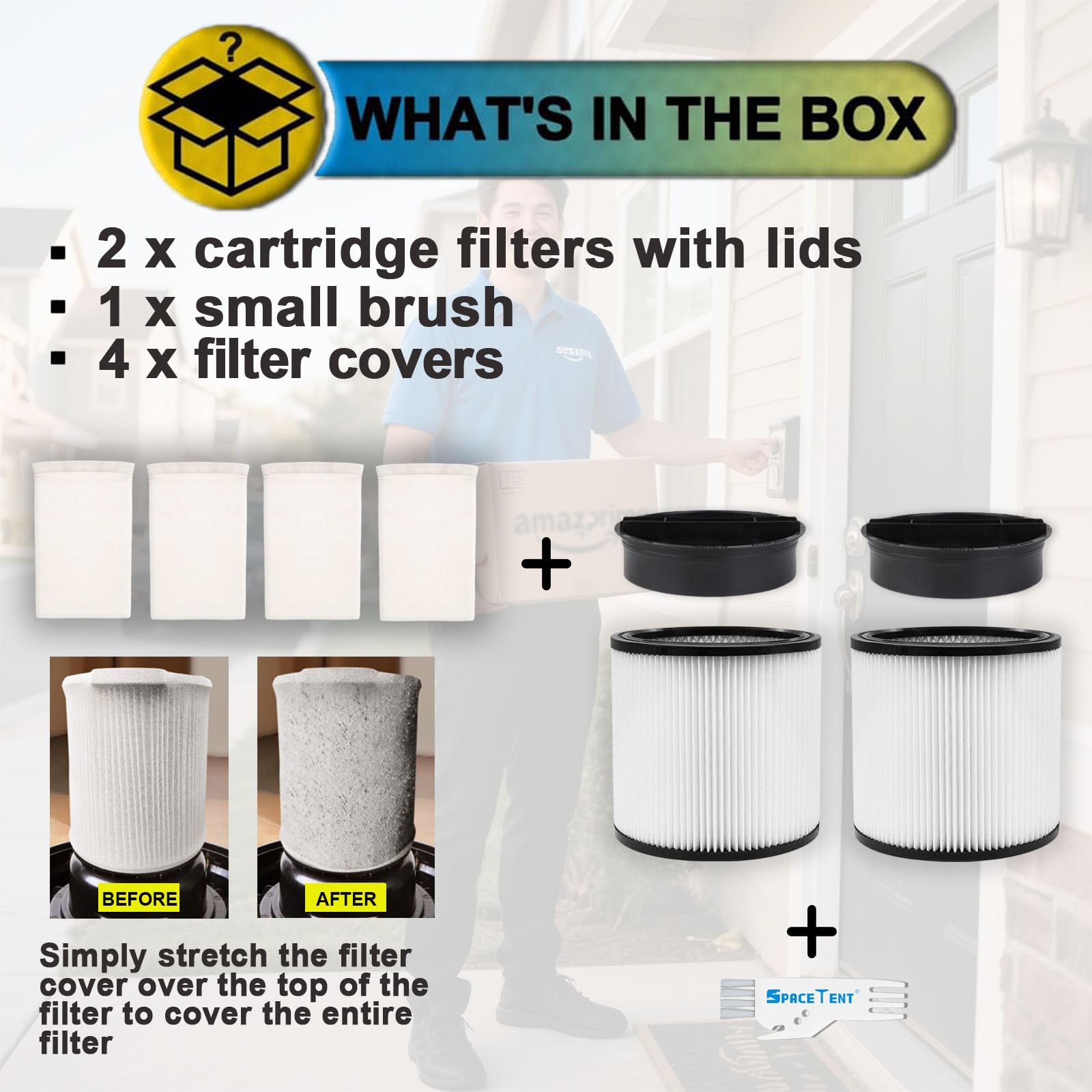 Amazon.com: 2 Pack 08-2566B Cartridge Filter with Lids, compatible