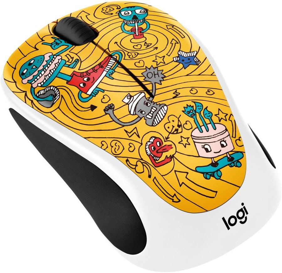 Logitech Doodle Collection M238 Mouse - Optical - Wireless - 3 Button(s) - GoGo Gold