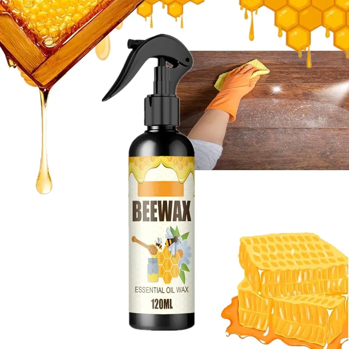 Natural Micro-Molecularized Beeswax Spray, Beeswax Spray Furniture Polish, Beeswax Spray Cleaner, The Original Beeswax Spray For Furniture Polishing and Antique Furniture Cleaning. (1pc)