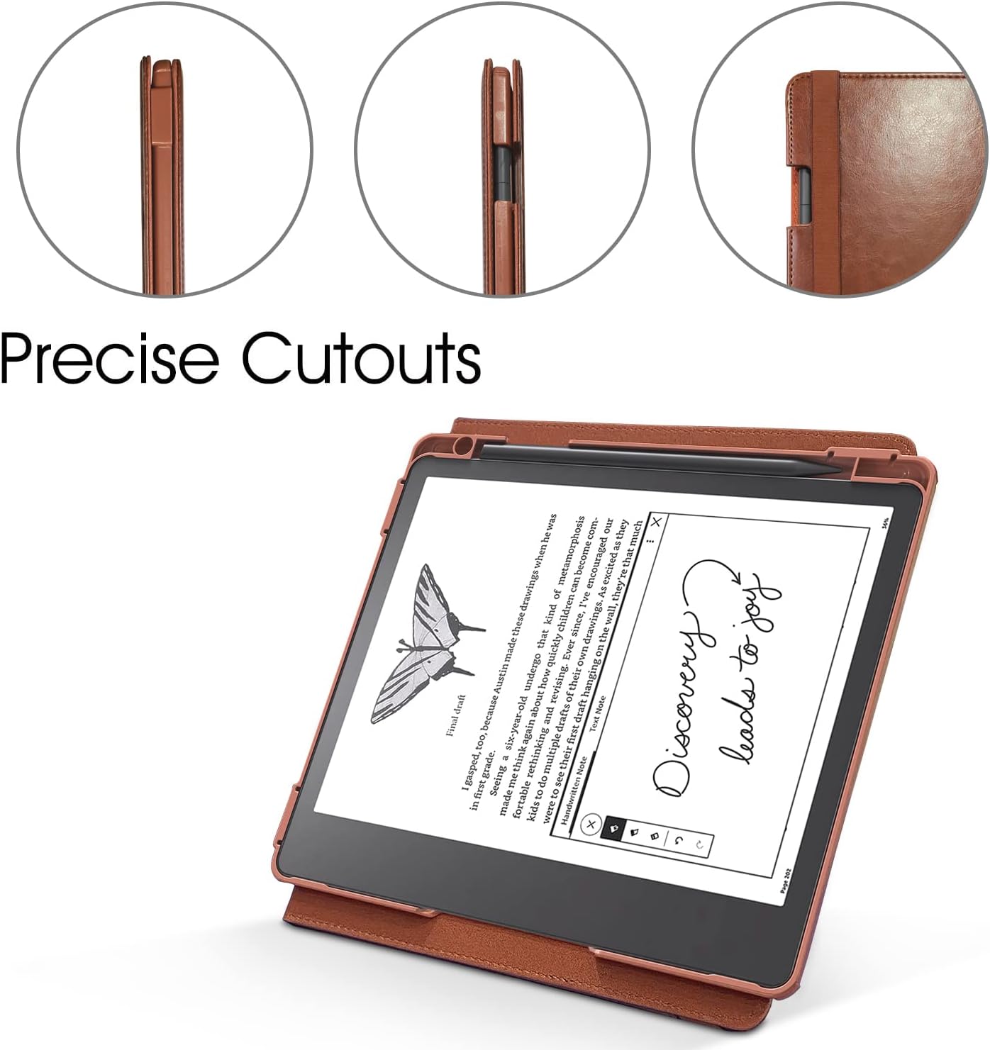 E NET-CASE Case for Kindle Scribe 10.2 inch 2024 & 2022 Released, Multi-Viewing 360 Degree Rotating Cover with Stand, Auto Sleep/Wake with Pen Holder, (Brown)