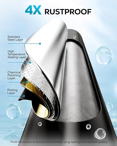 Vista 31 de Nieifi Estante de almacenamiento adhesivo de acero inoxidable sin perforar con ganchos para baño, lavabo, baño, baño, cocina, paquete de 2