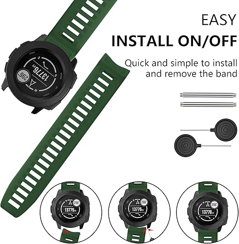 Miniatura 5 de MYSNBKN Correa de repuesto compatible con Garmin Instinct, silicona suave para Garmin Instinct, Solar, Tactical