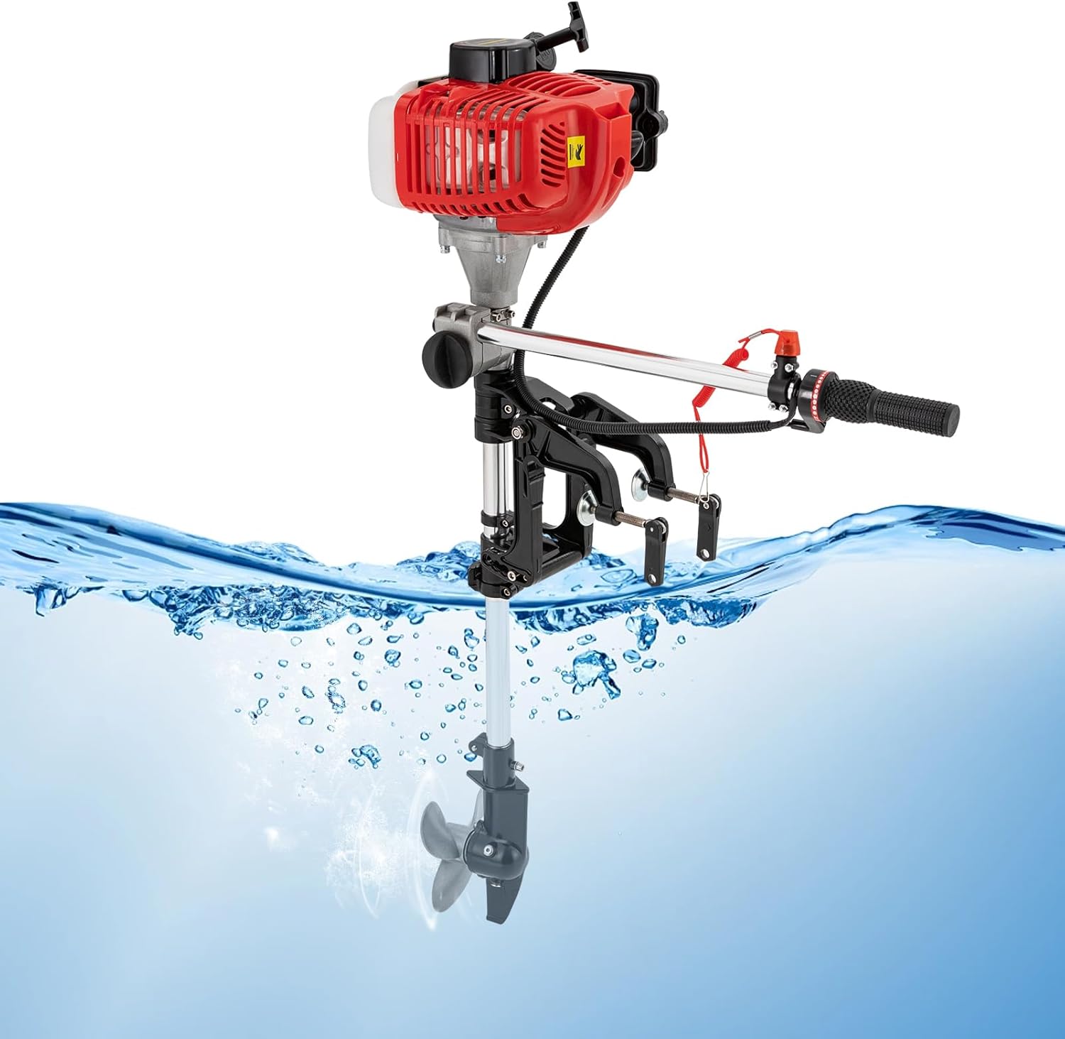 52CC Outboard Motor, 2 Stroke 2.5 HP Outboard Motor Fishing Boat Engine with Air Cooling System, Boat Engine Heavy Duty Outboard Boat Motor Inflatable Outboard Motor Manual Start 6500R/Min