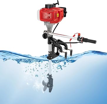2 Stroke 2.5 HP Gas-Powered Outboard Boat Engine, 6500rpm Fishing Boat Engine Outboard Motor, CDI Ignition System Air Cooling Outboard Motor for Fishing, Aquaculture, Outdoor Adventure