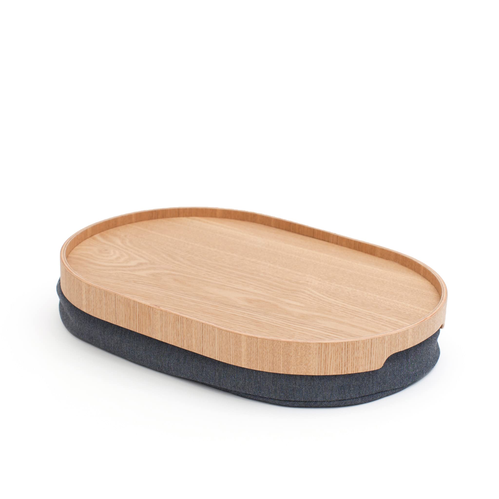 Bandeja portátil Multifuncional con cojín moldeable. para Ordenador portátil Desayuno Cena. Bandeja Antideslizante. Funda de Almohada Lavable extraíble. Almohada Gris. Natural. Mediano (39x26x6,5 cm)
