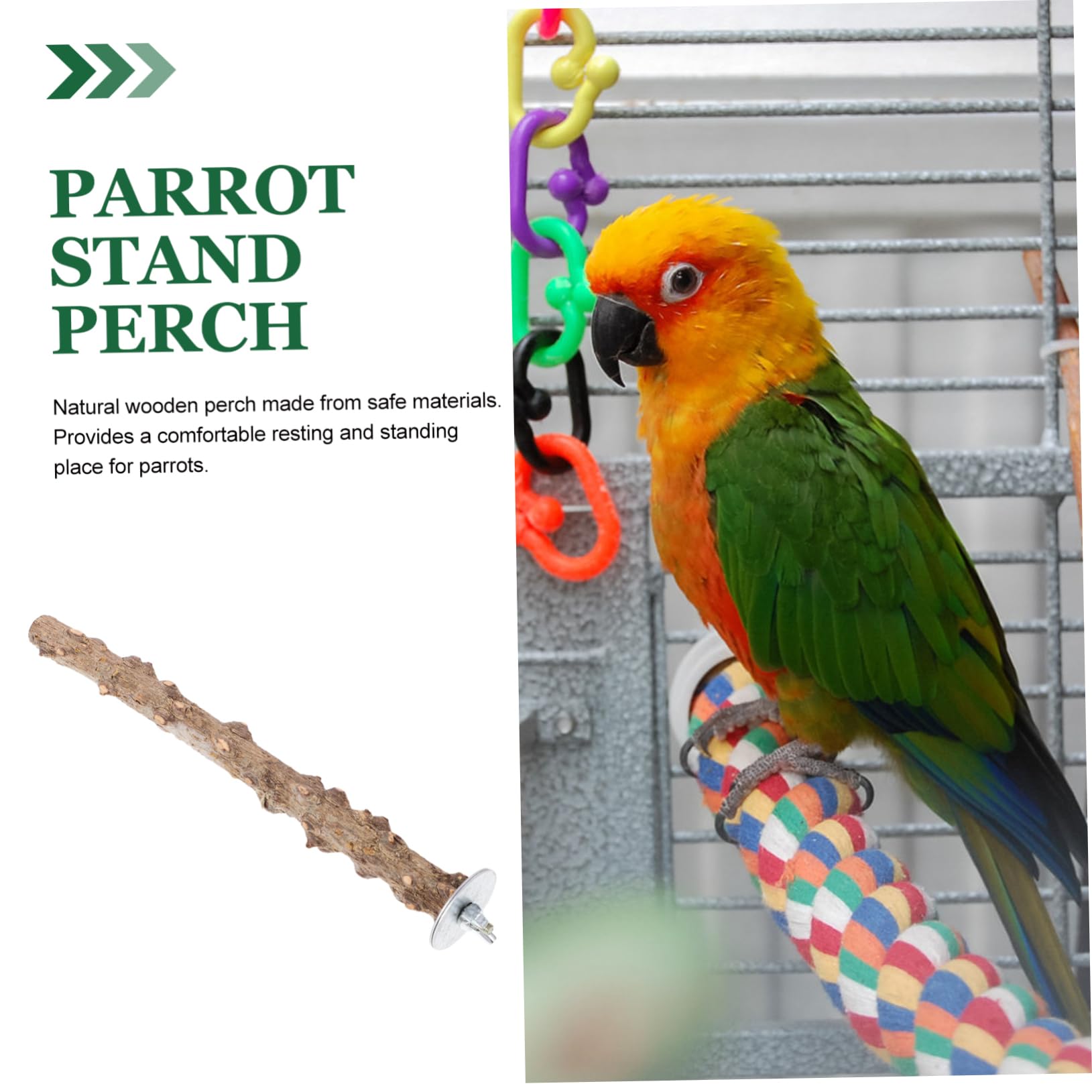 Kisangel Wooden Bird Perch for Cage Natural Parrot Standing Stick Safe Smooth Surface for Comfortable Resting for Parakeets Cockatiels Lovebirds and Finches Accessory