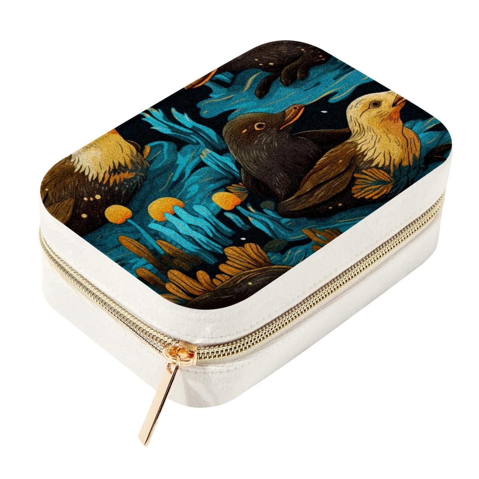 Boîte à bijoux spacieuse avec motif ornithorynque et finitions soignées