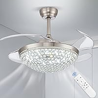 Vista 1 de Ventiladores de techo de cristal de 42 pulgadas, ventilador de techo remoto con luces LED regulables, modernos candelabros de cristal