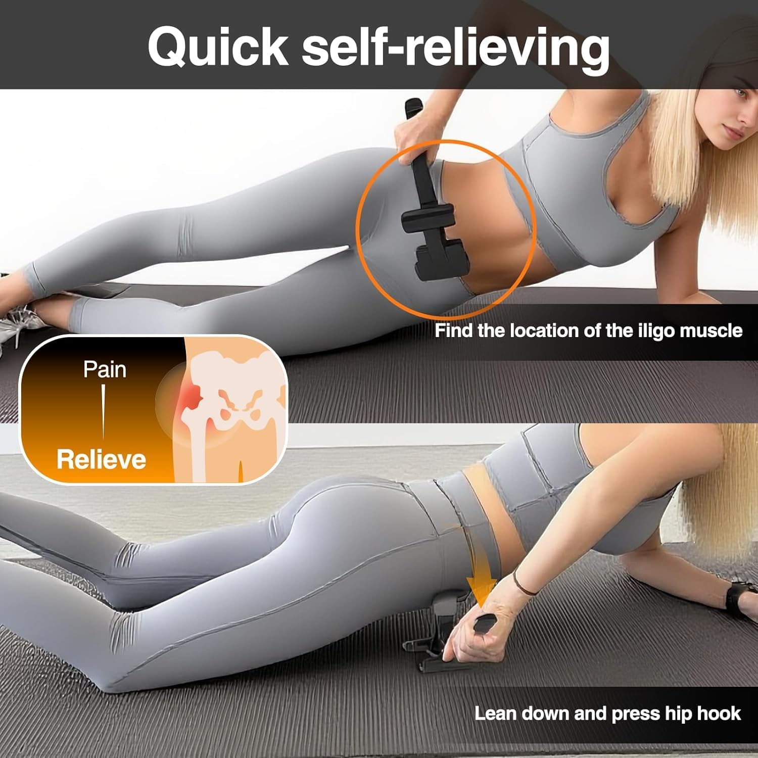 Psoas Release Tool-Hip Flexor Release Tool Fully Adjustable for Iliacus,Waist Pain Sciatica,Back&Posture Relief,Massage Hook and Trigger Point Massage Tool image 3