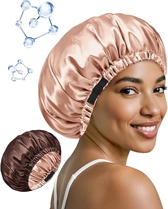 BONNET QUEEN Silk Bonnet for Sleeping Hyaluronic Acid Satin Bonnet, Double Layer Hair Wrap for Curly Hair Women Sleep Cap