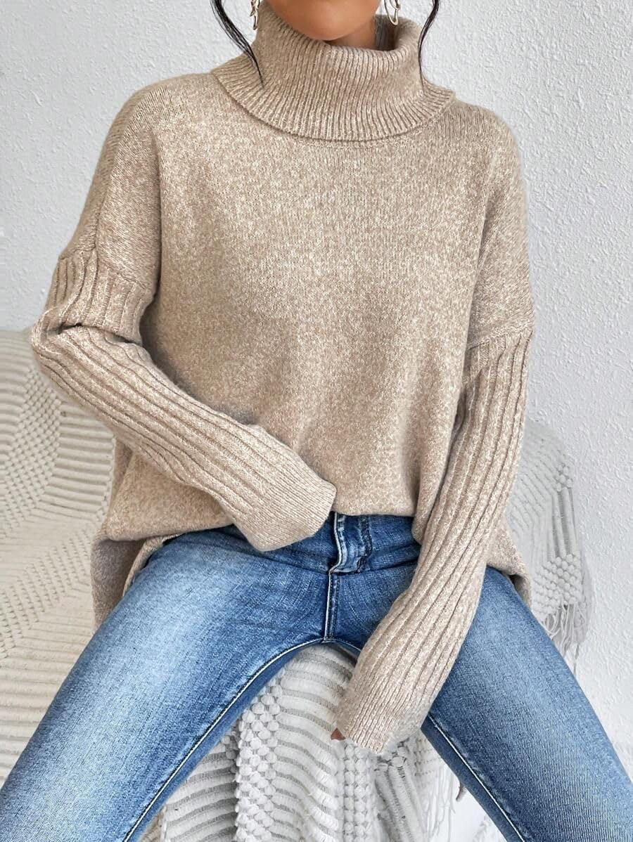 SKAYS Women's Oversized Turtleneck Batwing Sweater Casual Fall Long Sleeve Knit Pullover Tops - Image 2