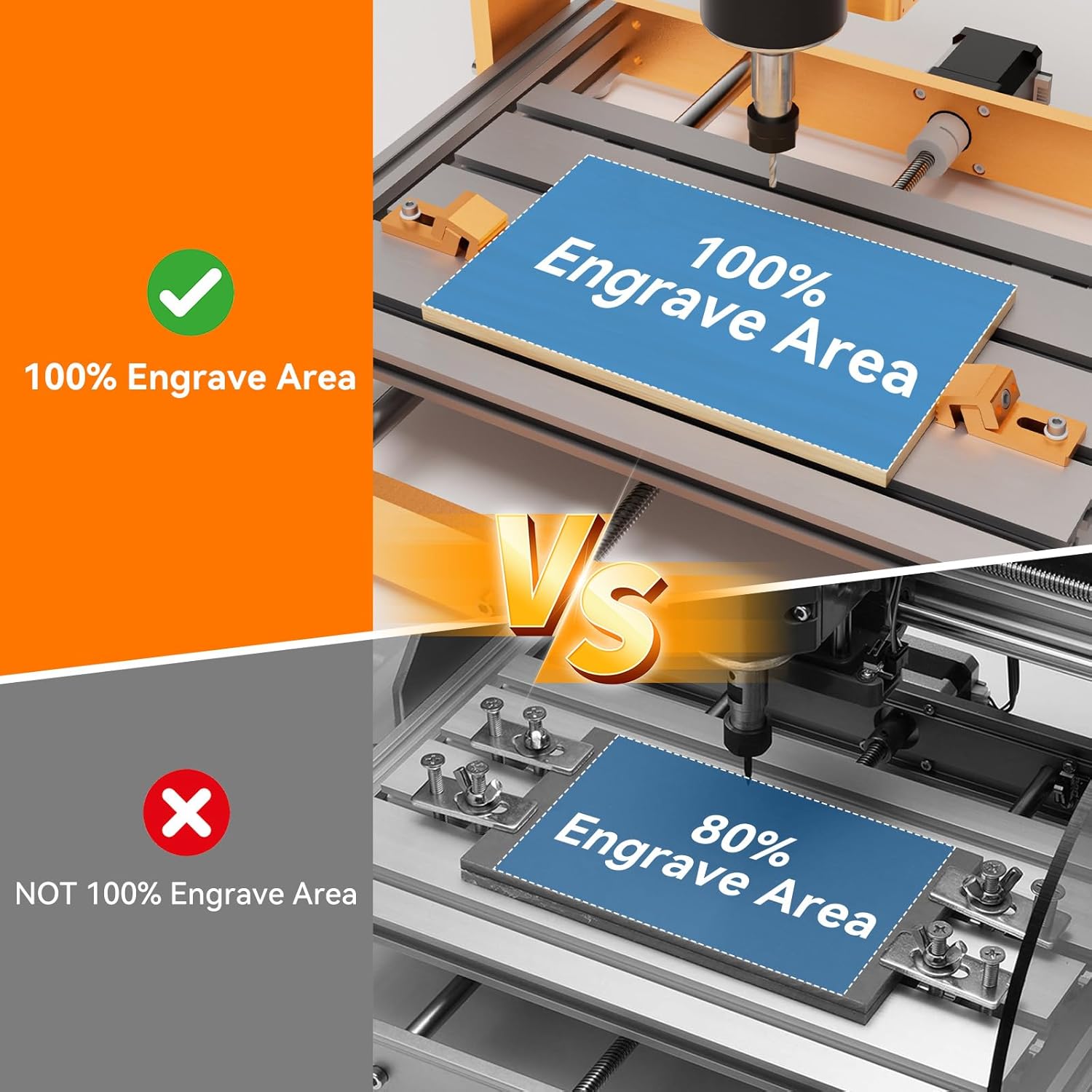 Aluminum Tiger Claw Clamp, Low-Profile Side Hold-Down, Compatible with LUNYEE 3018 Pro Max / 3018 Pro Ultra, Fits T-Track and Perforated CNC Worktables for Secure Machining