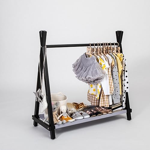 Miniatura 8 de Children's Wardrobe, Montessori Open Wardrobe, Montessori Teepee Style Clothing Rack with a Storage, Shop Display Rack, Retail Display Rack, Pet