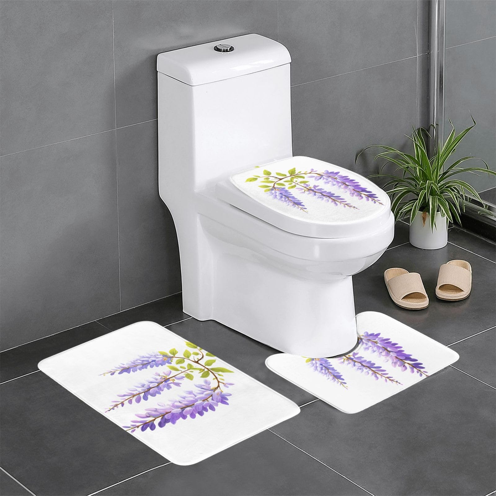 Tapis de bain antidérapants 61x40 cm rectangulaire u ovale pour WC