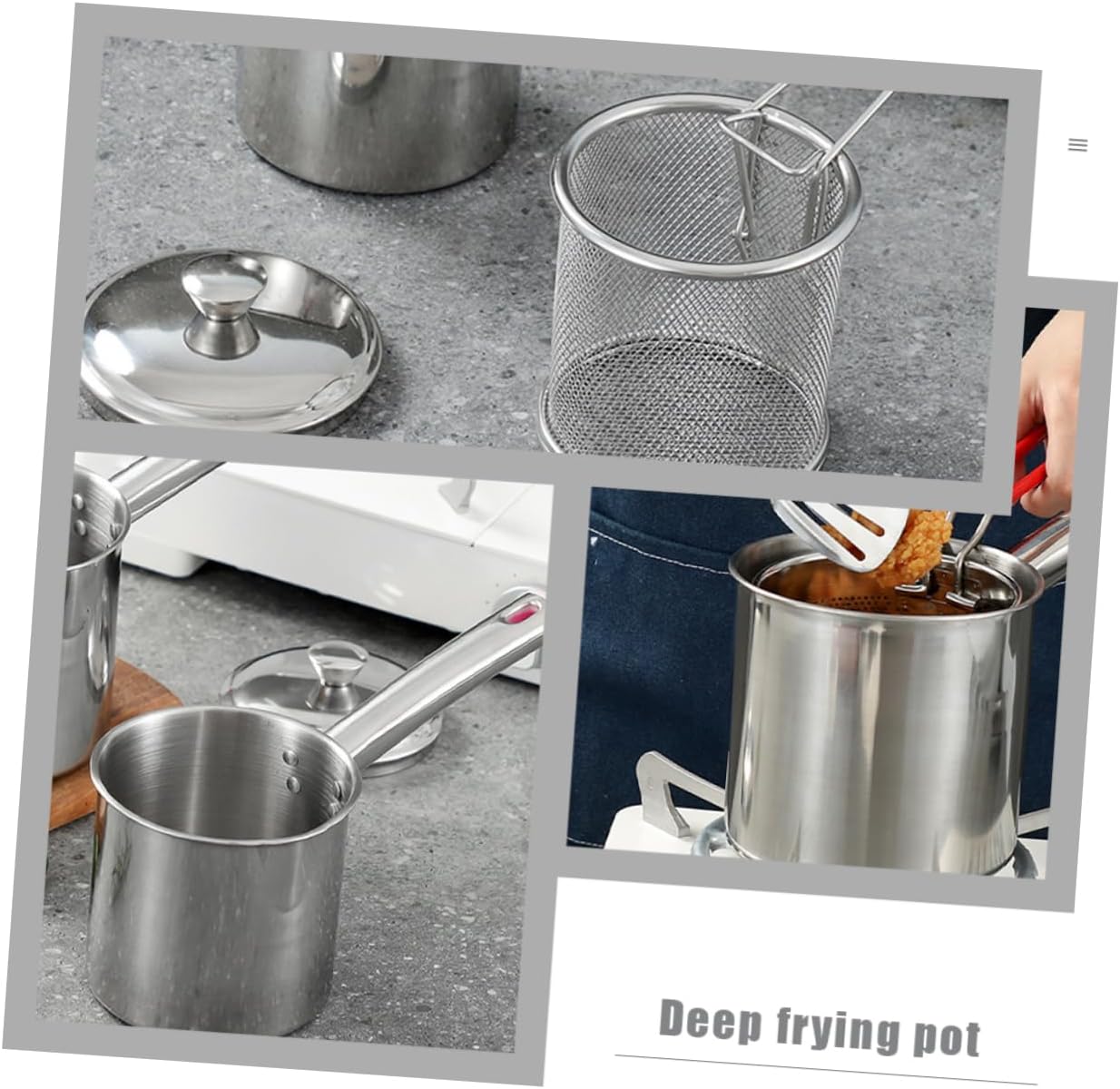 Ciieeo 1 Set Multi Functional Deep Fryer Pot Stainless Steel Cooking Essential for Home Use Efficient Oil Usage for Frying Vegetables Chicken Onion Rings and More