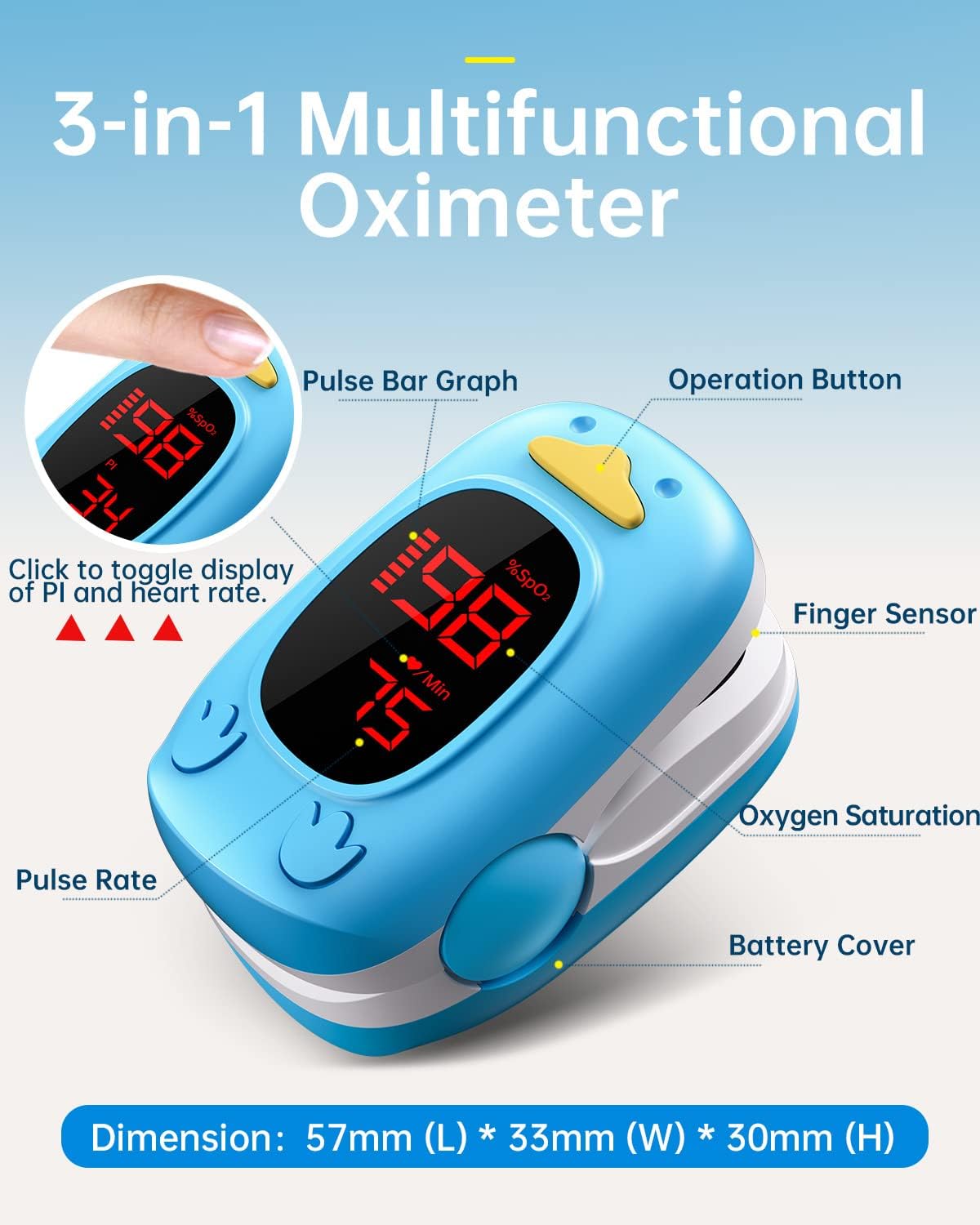 Pulse Oximeter for Kids-HOLFENRY infant Pulse Oximeter Fingertip Kids Blood Oxygen Meter Finger Pulse Oximeter Children with OLED, Baby Oxygen Monitor Bluetooth with Battery : Health & Household