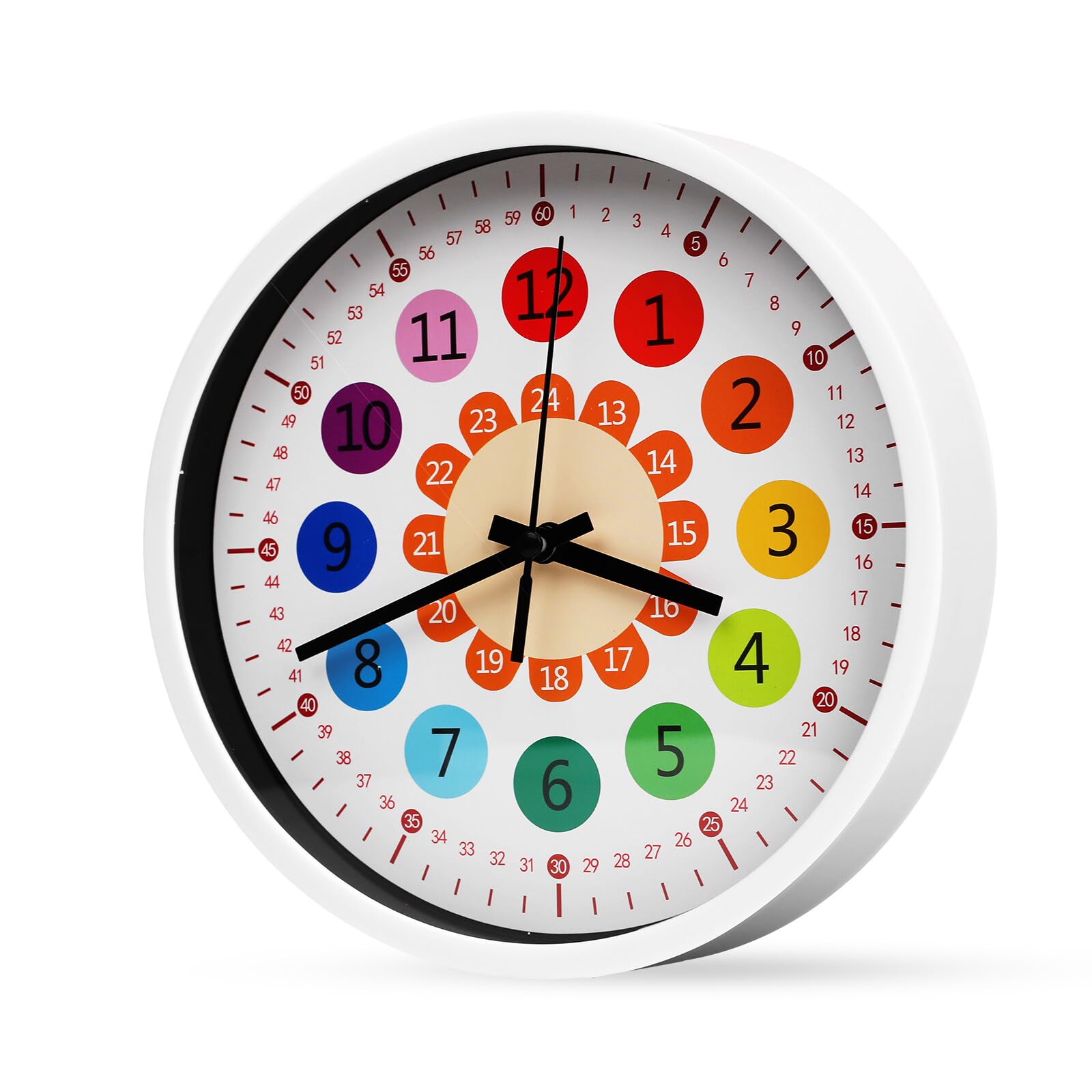 Orologio da parete per bambini, orologio da parete per la cameretta dei  bambini, silenzioso, senza ticchettio, 20,3 cm, numeri colorati, facile da  leggere, orologio per bambini analogico per imparare : Amazon.it: Casa