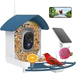 Animateur d'oiseaux avec caméra,AI Identifier les espèces d'oiseaux,Smart Bird Camera avec énergie solaire,enregistrement automatique FHD Oiseaux Vidéo dans le jardin, Notifications instantanées, Cadeau idéal pour les amoureux de la famille et des oiseaux, Bleu marine