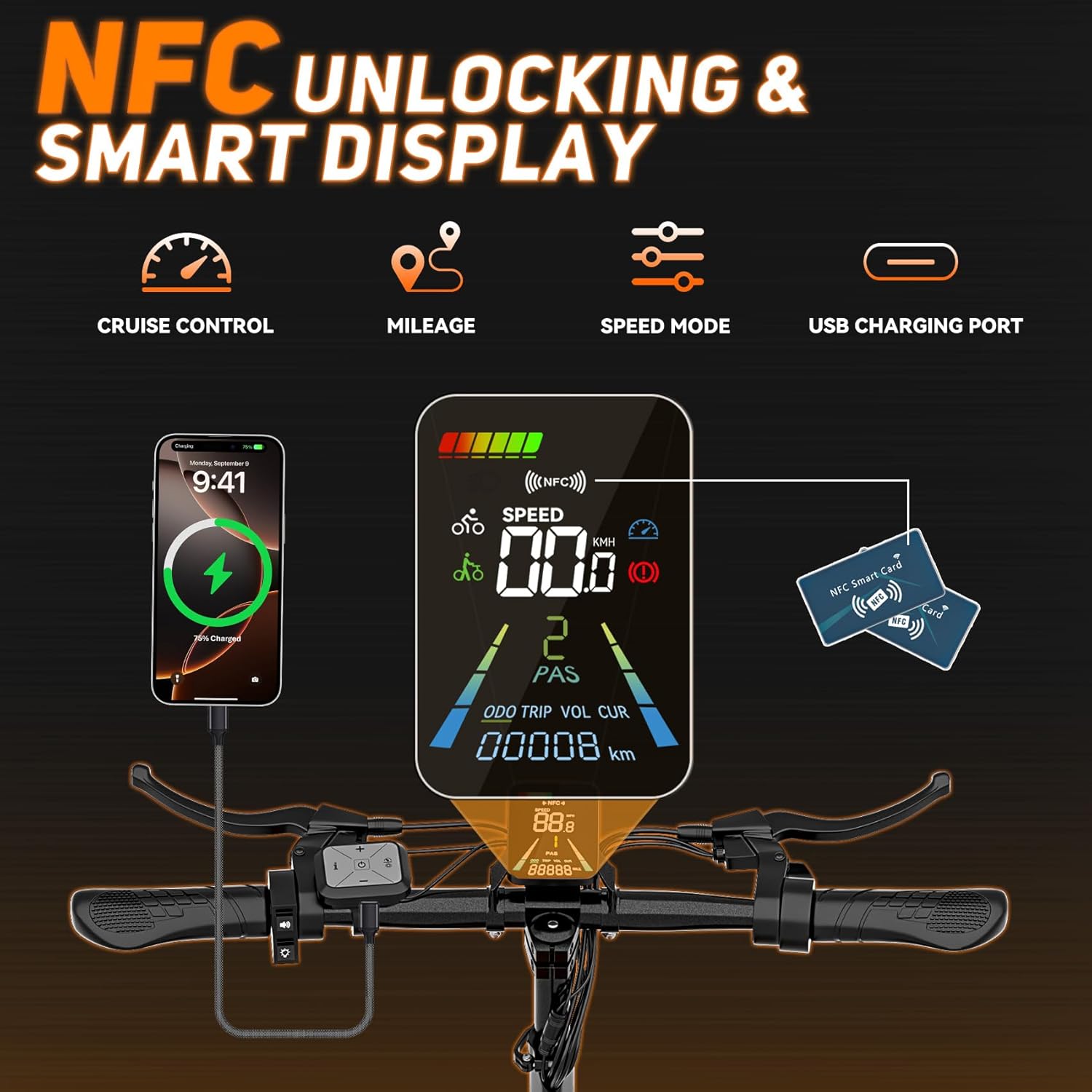 Off Road Electric Scooter for Adults, 3000W Dual Motors, Up to 35 MPH & 70 Miles Range, 48V 20Ah Battery, 11" All-Terrain Tires, NFC Unlock, Foldable Fast E-Scooter, Dual Suspension for Commuting