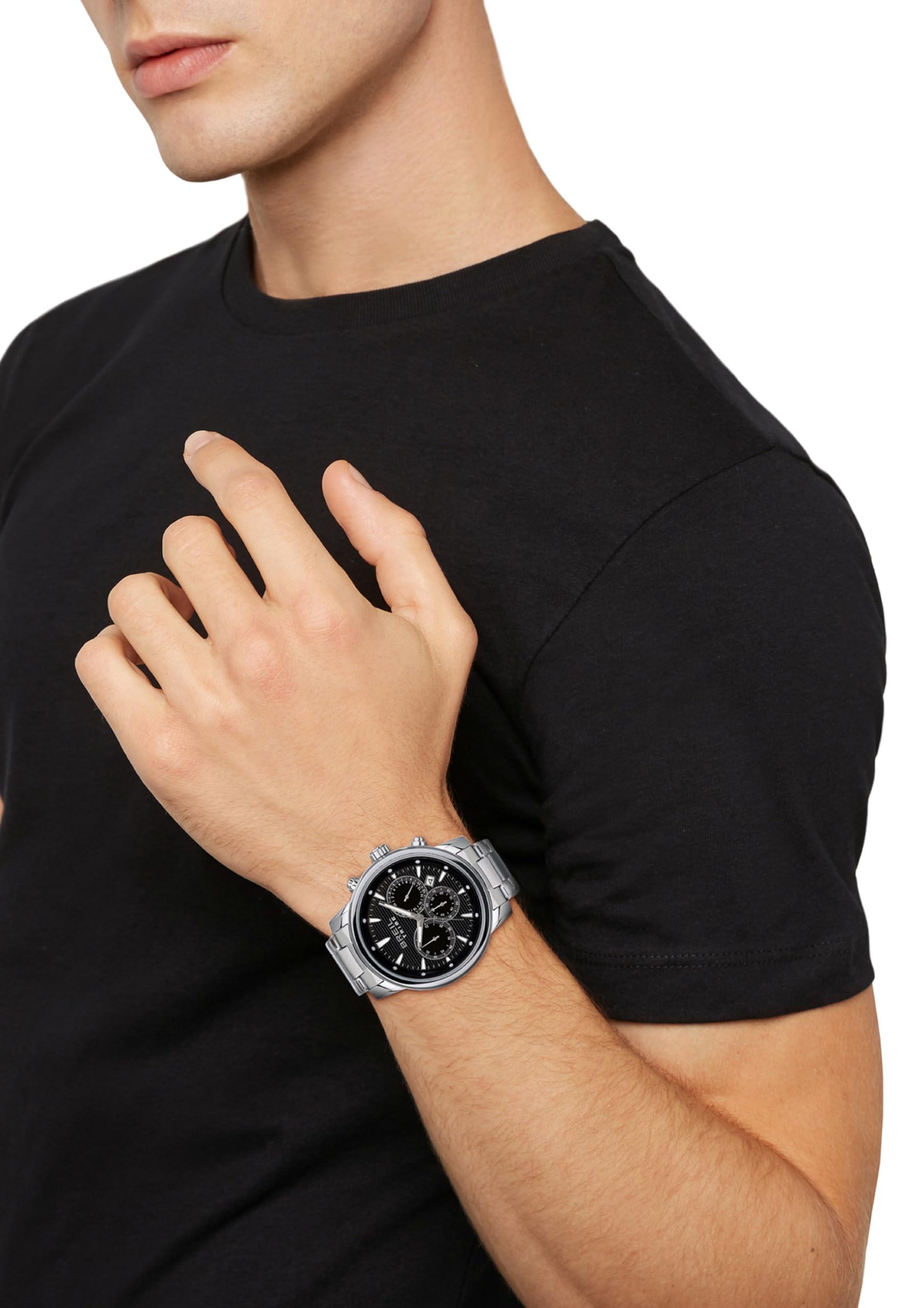 Breil, Collezione Tribe, Orologio Uomo in Acciaio Lucido, Movimento al Quarzo Solo Tempo, con Quadrante Monocolore, Chiusura Déployante con Pulsanti, Cassa 29.5 mm, Silver-Nero