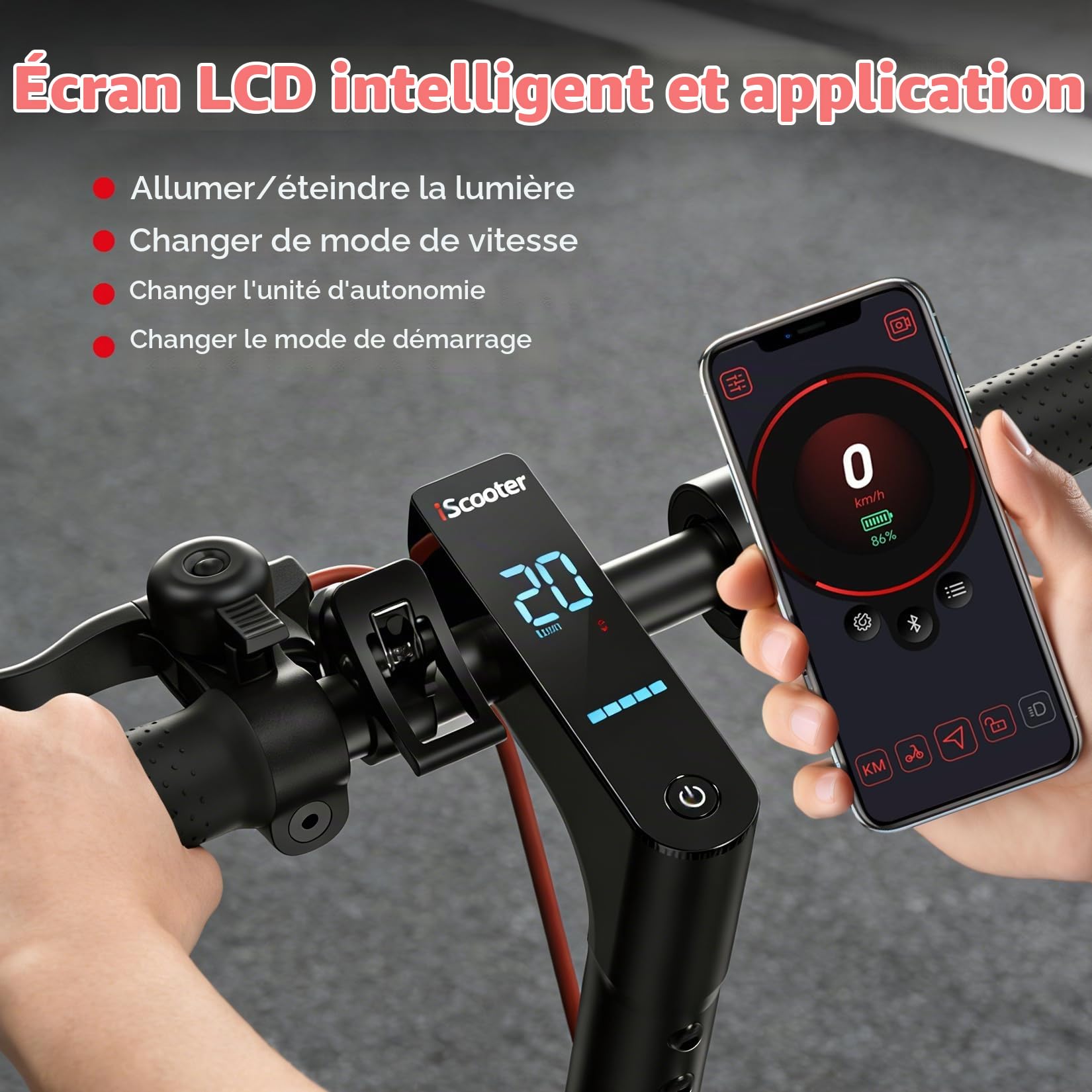 iScooter 8.5" Trottinette Électrique, 500W Moteur, Vitesse Max 25 KM/H, Klaxon, Sonnette, App, Double Freinage, Pliable, Charge 120 kg, Poids Net 13 kg, pour Adolescents et Adultes