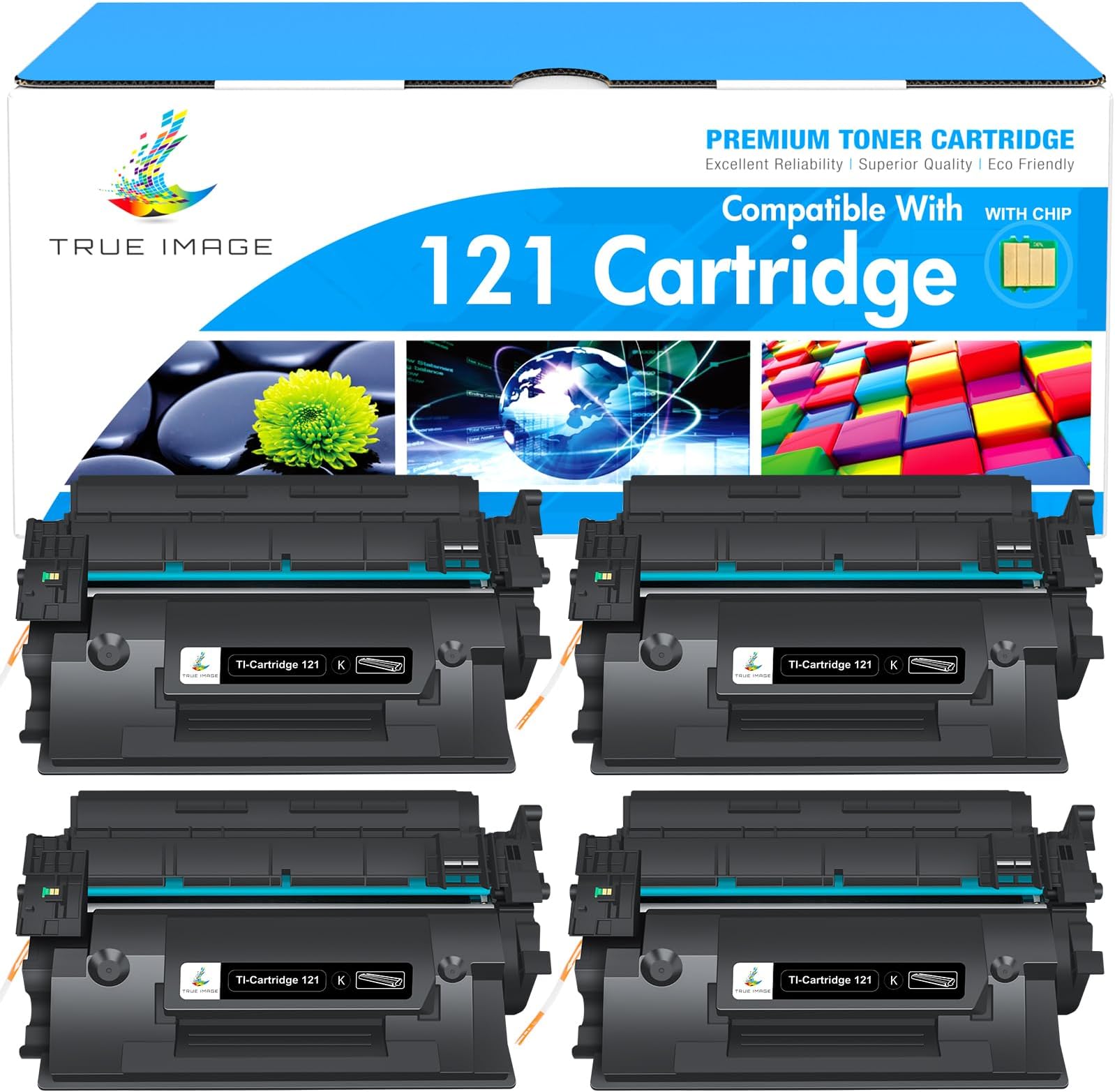 TRUE IMAGE Compatible Toner Cartridge Replacement for Canon 121 CRG-121 CRG121 for Canon imageCLASS D1620 D1650 High Yield Ink Printer (Black, 4-Pack)